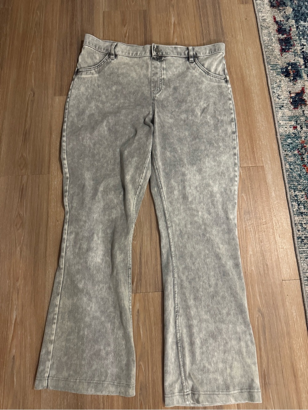HUE Washed Gray Boot-Cut Flare Jeans